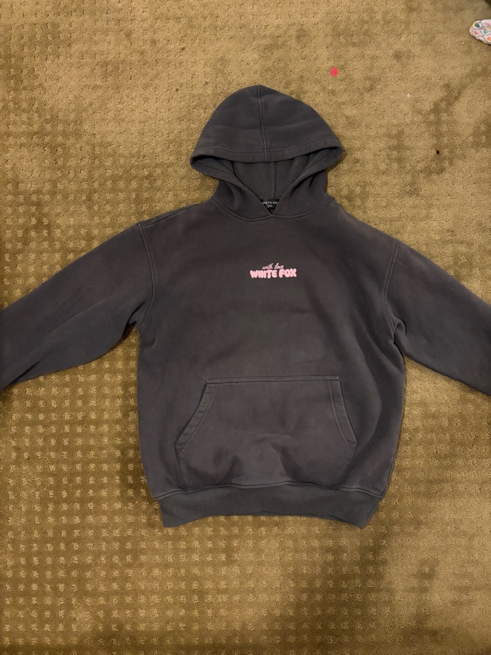 White Fox Boutique Black Hoodie with Pink Logo